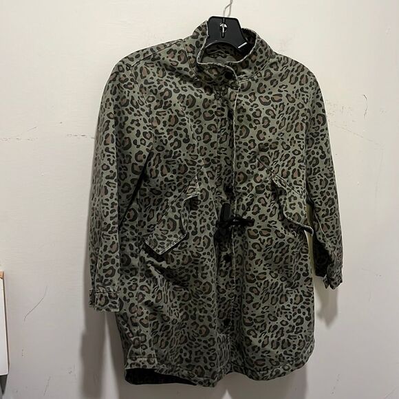 Girls ZARA LEOPARD TRENCH DENIM JACKET - Picture 1 of 4